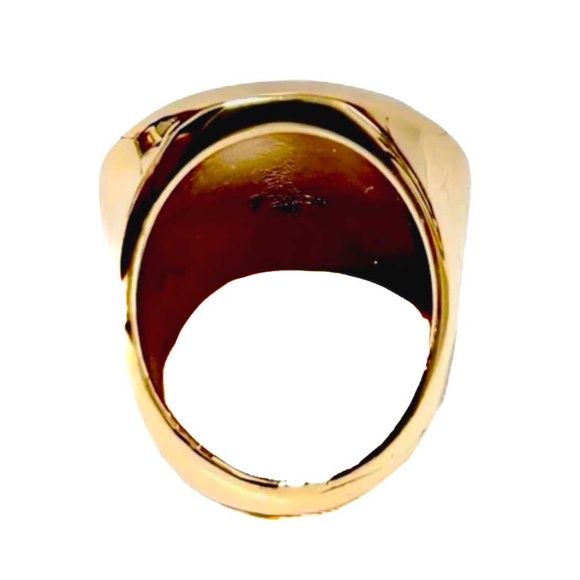 NEW - Shiny Gold Boho Chic Elegant Oversized Oval Shape Statement Ring - Size 7 - Picture 2 of 4